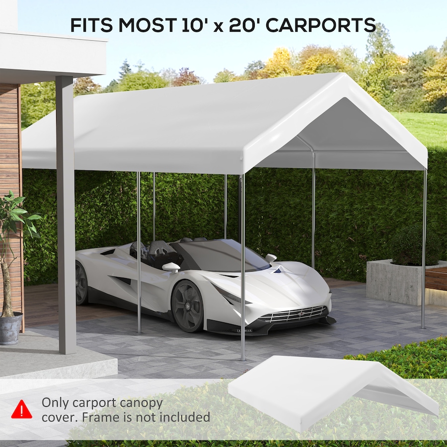Image 988305_ALTMORE3.jpg, Product 988-305 / Price $89.99, Outsunny 10 x 20 Carport Canopy Replacement Cover with Bungee Cords, White from Outsunny on TSC.ca's Home & Garden department