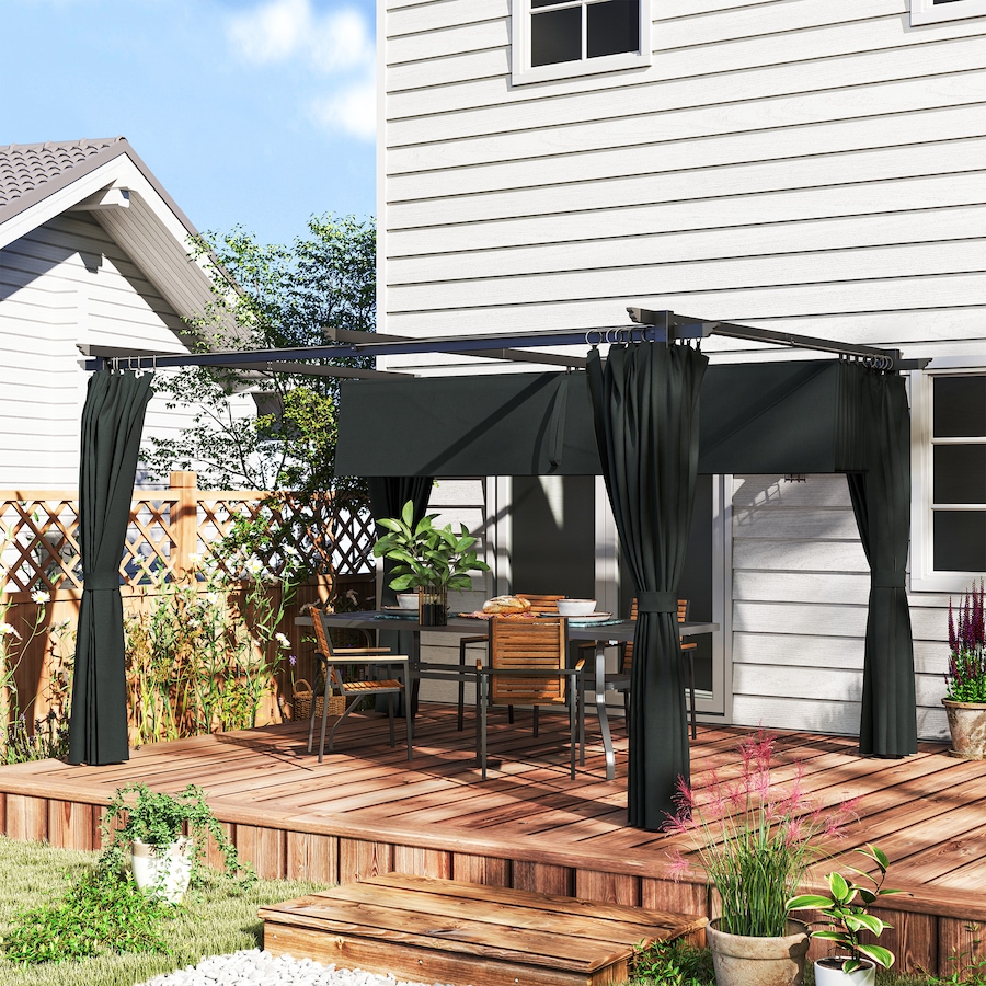 Image 988306_ALTMORE1.jpg, Product 988-306 / Price $399.99, Outsunny 10' x 13' Outdoo Pergola with Retractable Canopy and Curtains from Outsunny on TSC.ca's Home & Garden department