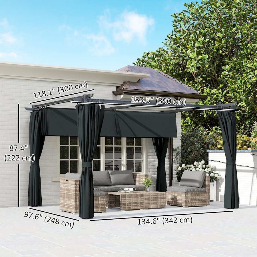Image 988306_ALTMORE2.jpg, Product 988-306 / Price $399.99, Outsunny 10' x 13' Outdoo Pergola with Retractable Canopy and Curtains from Outsunny on TSC.ca's Home & Garden department
