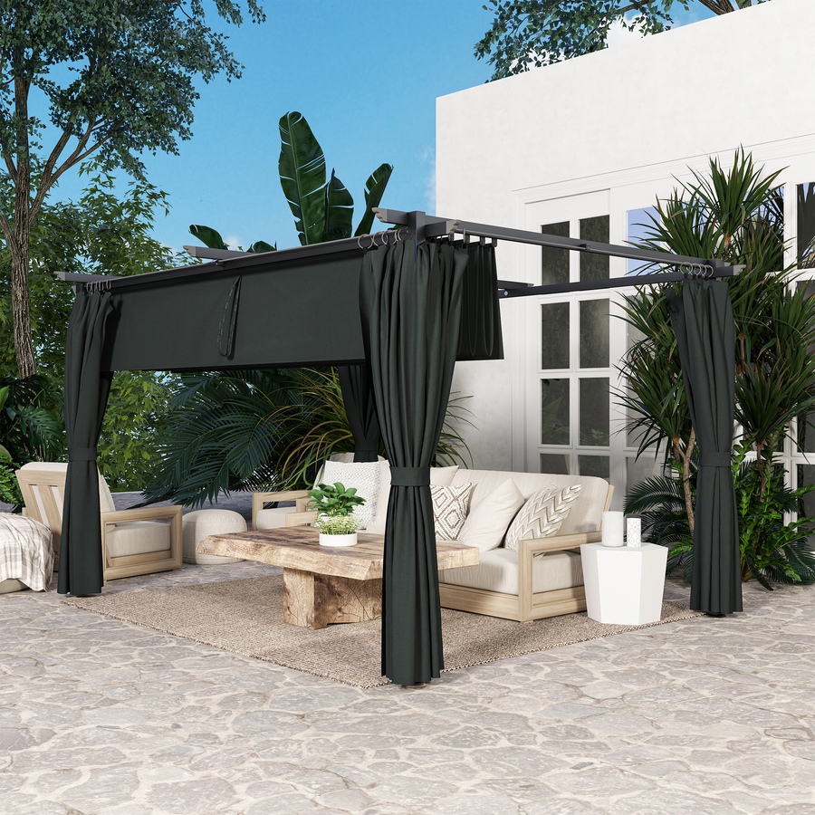 Image 988306_ALTMORE8.jpg, Product 988-306 / Price $399.99, Outsunny 10' x 13' Outdoo Pergola with Retractable Canopy and Curtains from Outsunny on TSC.ca's Home & Garden department