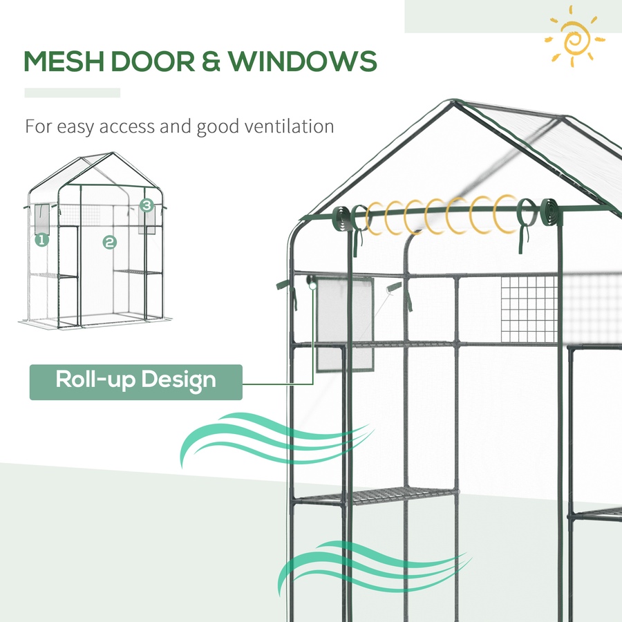 Image 988307_ALTMORE3.jpg, Product 988-307 / Price $72.99, Outsunny Mini Greenhouse, Walk-in Greenhouse with 4 Shelves, Roll-Up Door from Outsunny on TSC.ca's Home & Garden department