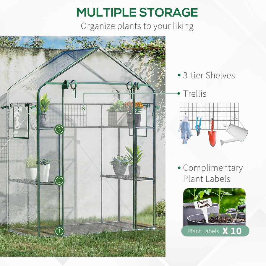 Image 988307_ALTMORE4.jpg, Product 988-307 / Price $72.99, Outsunny Mini Greenhouse, Walk-in Greenhouse with 4 Shelves, Roll-Up Door from Outsunny on TSC.ca's Home & Garden department