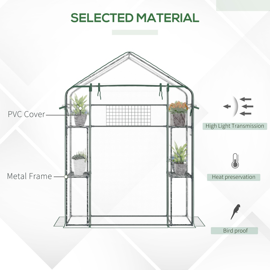 Image 988307_ALTMORE5.jpg, Product 988-307 / Price $72.99, Outsunny Mini Greenhouse, Walk-in Greenhouse with 4 Shelves, Roll-Up Door from Outsunny on TSC.ca's Home & Garden department