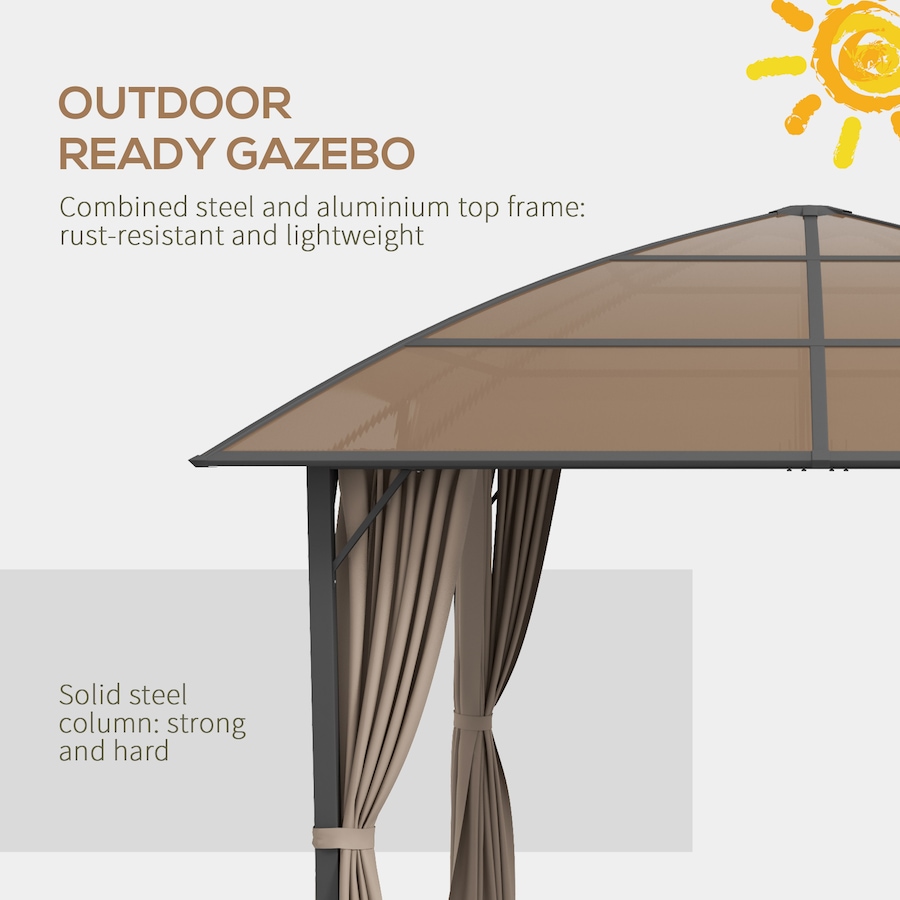 Image 988310_ALTMORE4.jpg, Product 988-310 / Price $589.99, Outsunny 10' x 10' Hardtop Gazebo with UV60+ Polycarbonate Roof & Curtains from Outsunny on TSC.ca's Home & Garden department