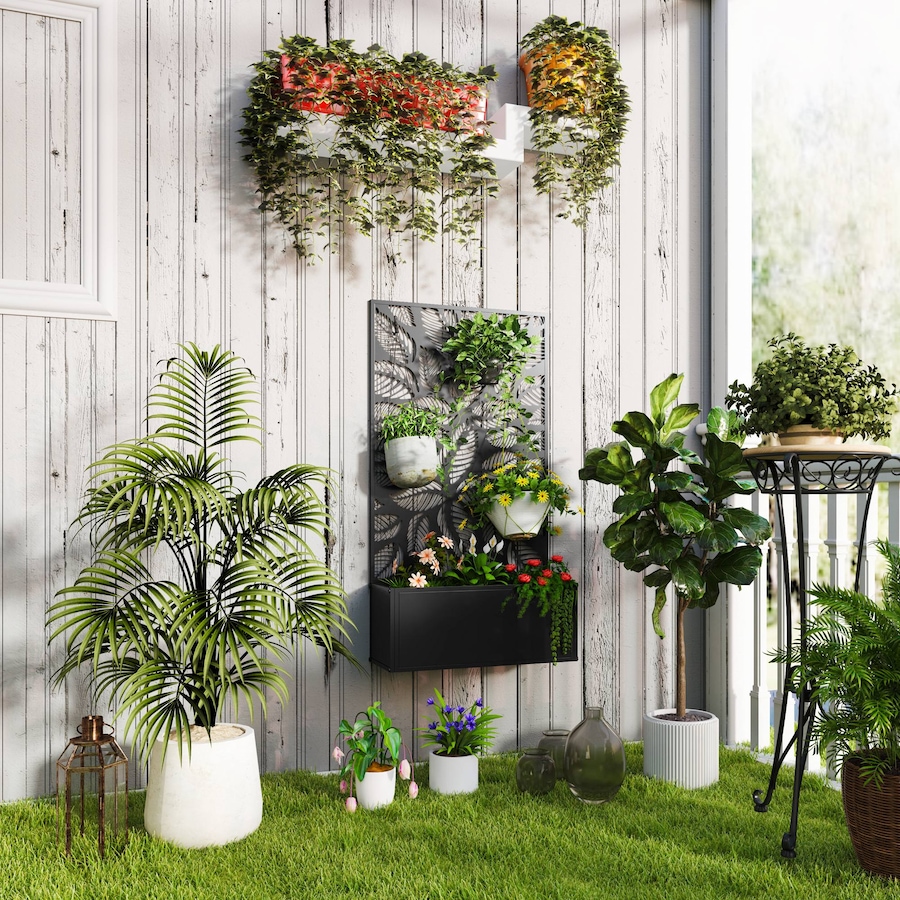 Image 988314_ALTMORE1.jpg, Product 988-314 / Price $89.99, Outsunny Raised Garden Bed with Privacy Panel, Metal Planter Box from Outsunny on TSC.ca's Home & Garden department