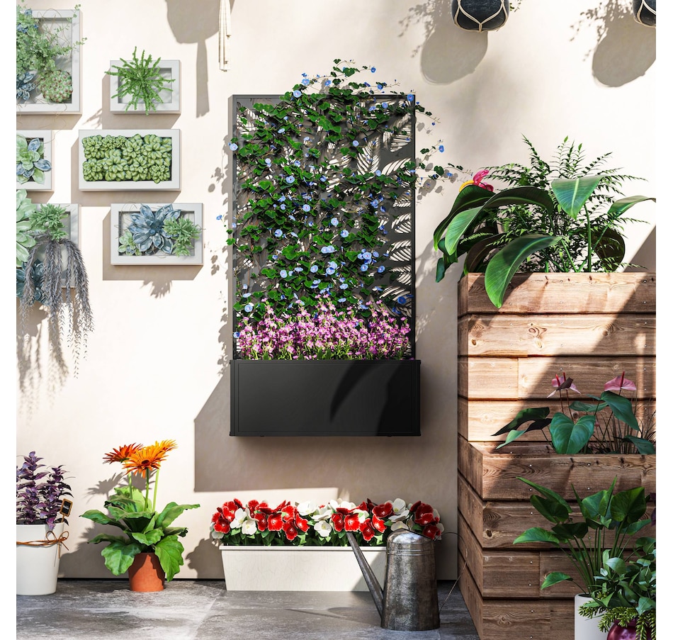 Image 988314_ALTMORE6.jpg, Product 988-314 / Price $99.99, Outsunny Raised Garden Bed with Privacy Panel, Metal Planter Box from Outsunny on TSC.ca's Home & Garden department