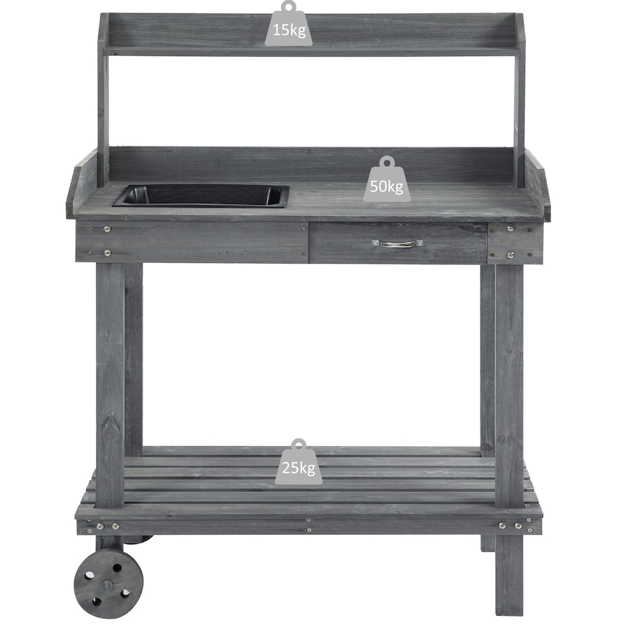 Image 988315_ALTMORE6.jpg, Product 988-315 / Price $125.99, Outsunny 36" Wooden Potting Bench Work Table with 2 Removable Wheels Gray from Outsunny on TSC.ca's Home & Garden department