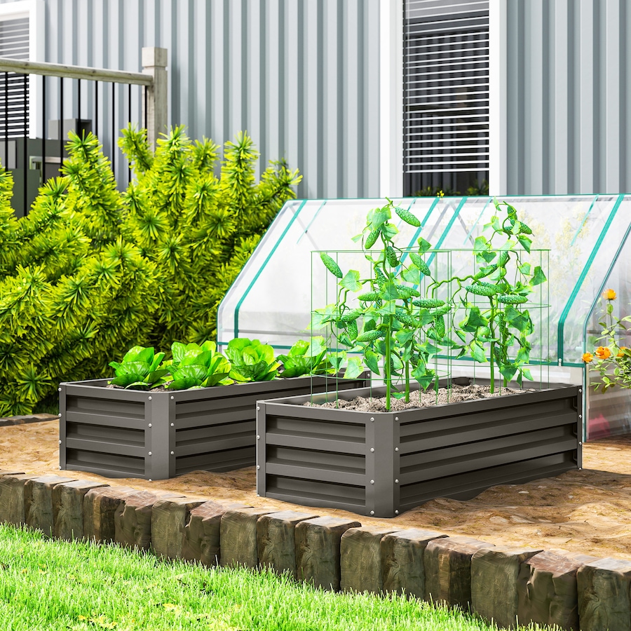 Image 988319_ALTMORE1.jpg, Product 988-319 / Price $79.99, Outsunny Raised Garden Beds Set of 2, Galvanized Planter Box, Dark Grey from Outsunny on TSC.ca's Home & Garden department