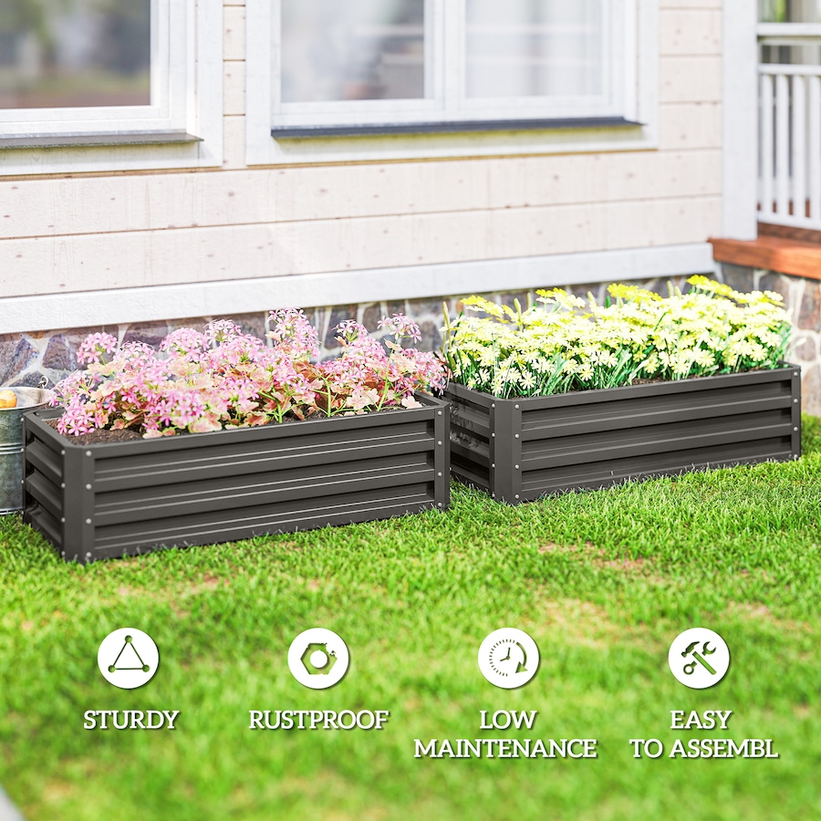 Image 988319_ALTMORE6.jpg, Product 988-319 / Price $79.99, Outsunny Raised Garden Beds Set of 2, Galvanized Planter Box, Dark Grey from Outsunny on TSC.ca's Home & Garden department