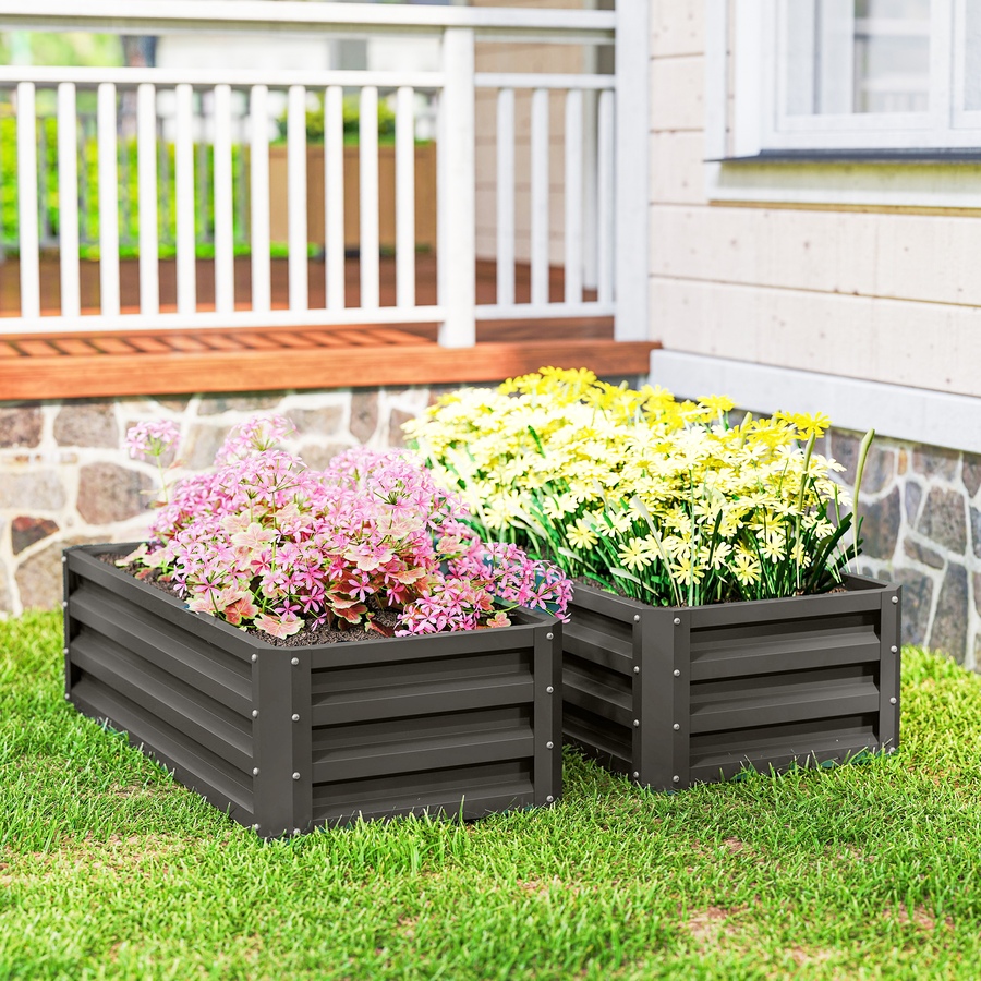 Image 988319_ALTMORE7.jpg, Product 988-319 / Price $79.99, Outsunny Raised Garden Beds Set of 2, Galvanized Planter Box, Dark Grey from Outsunny on TSC.ca's Home & Garden department