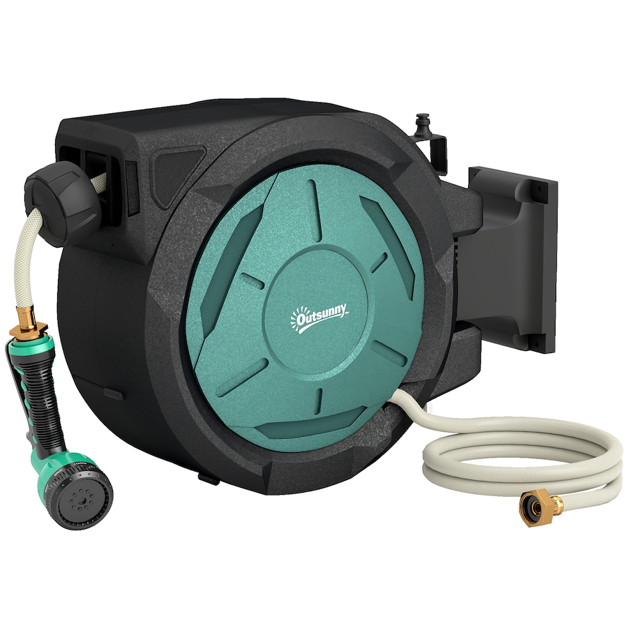 Image 988320.jpg, Product 988-320 / Price $106.99, Outsunny Retractable Hose Reel, 1/2 in x 65ft Garden Hose Reel, Blue from Outsunny on TSC.ca's Home & Garden department