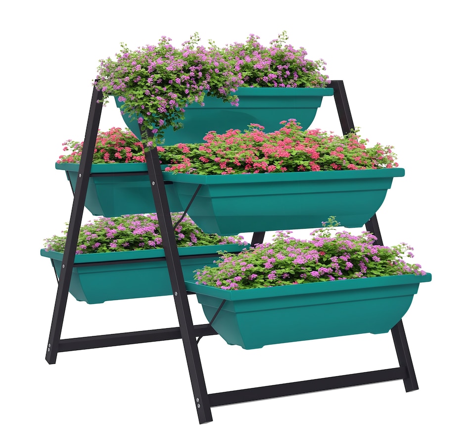 Image 988327.jpg, Product 988-327 / Price $71.99, Outsunny Outdoor 3-Tier Raised Garden Bed with 5 Planter Boxes for Flowers from Outsunny on TSC.ca's Home & Garden department