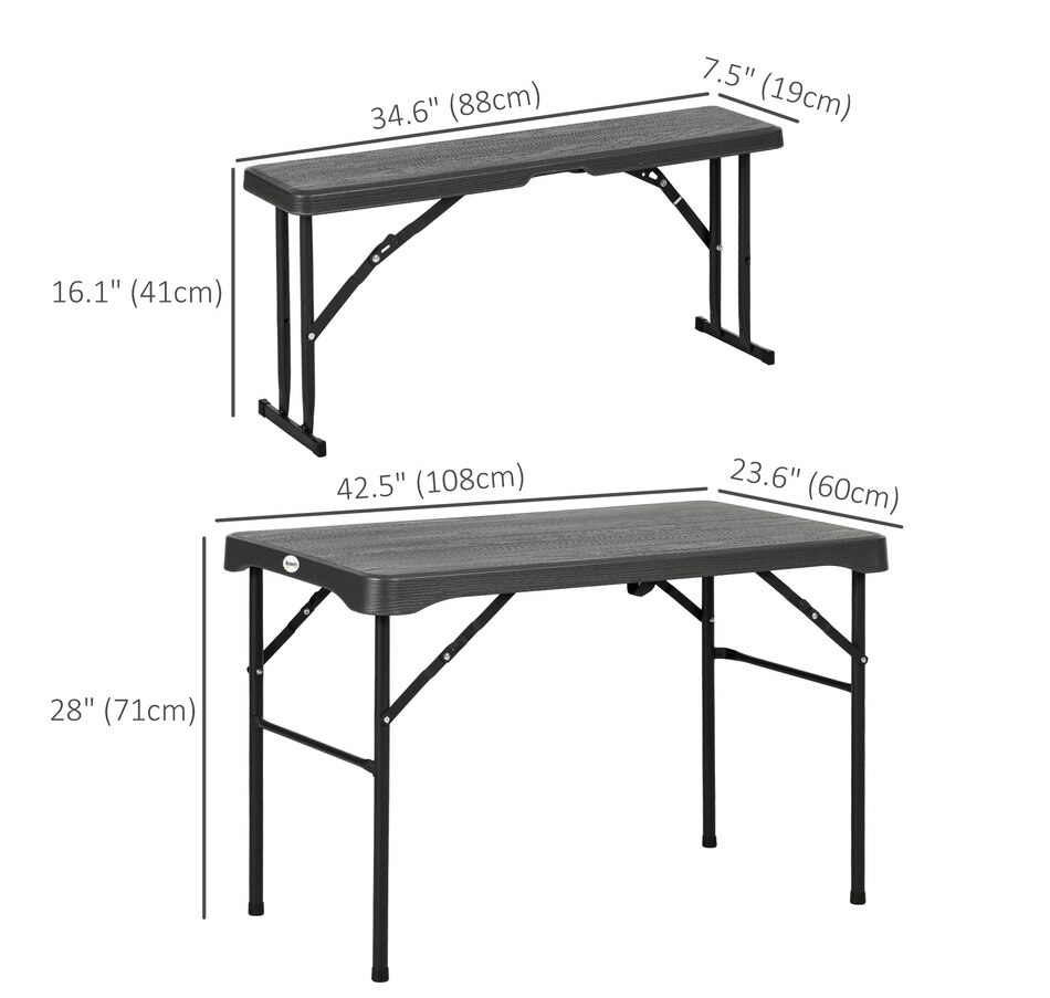 Image 988337_ALTMORE2.jpg, Product 988-337 / Price $144.99, Outsunny HDPE Picnic Table Set w/ Beer Table & 2 Benches for 4, Dark Grey from Outsunny on TSC.ca's Health & Fitness department