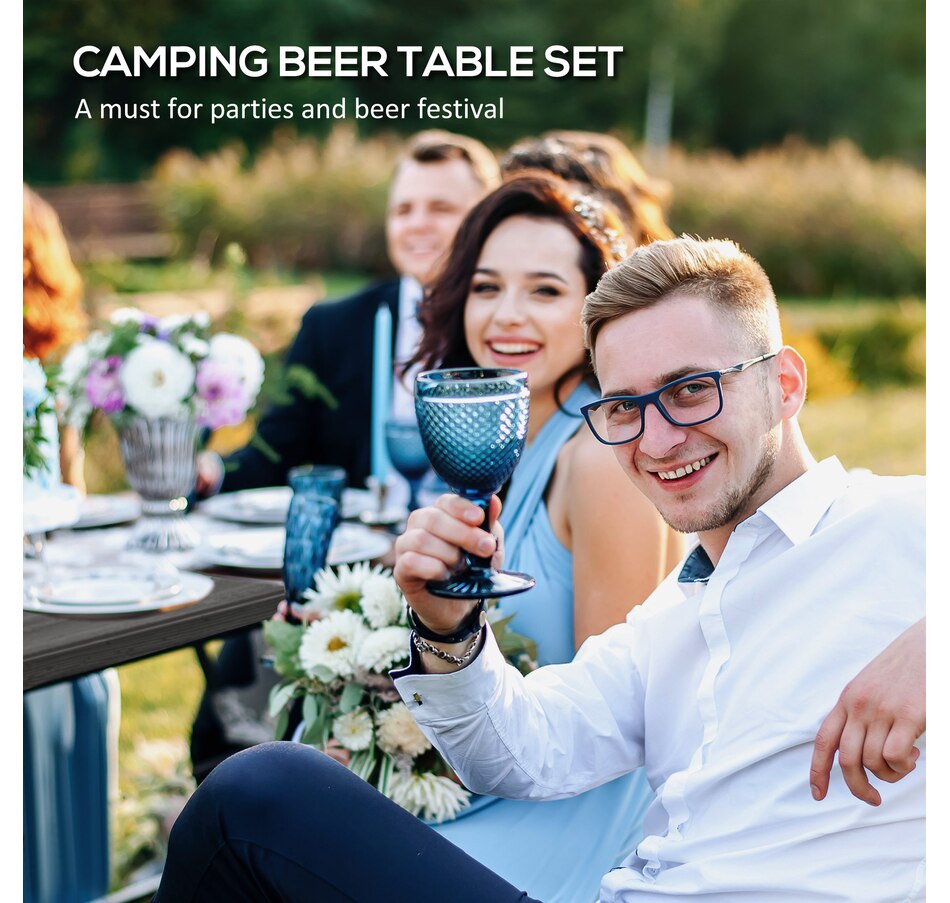 Image 988337_ALTMORE4.jpg, Product 988-337 / Price $144.99, Outsunny HDPE Picnic Table Set w/ Beer Table & 2 Benches for 4, Dark Grey from Outsunny on TSC.ca's Health & Fitness department