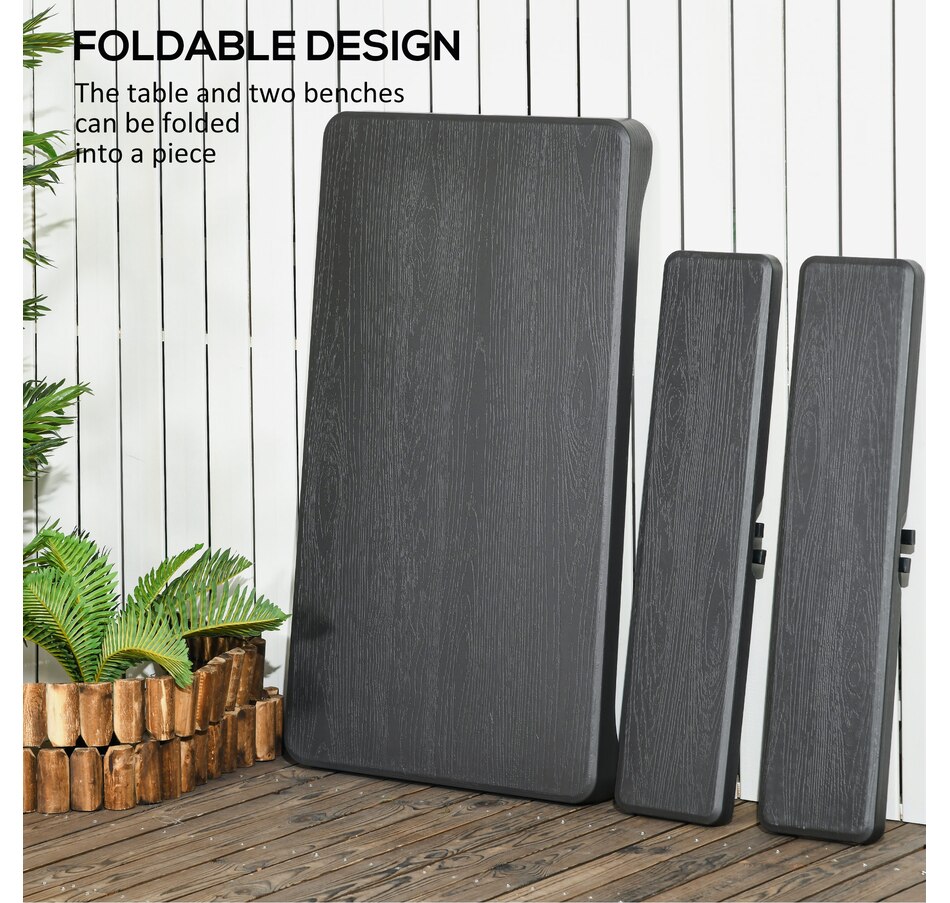 Image 988337_ALTMORE5.jpg, Product 988-337 / Price $144.99, Outsunny HDPE Picnic Table Set w/ Beer Table & 2 Benches for 4, Dark Grey from Outsunny on TSC.ca's Health & Fitness department