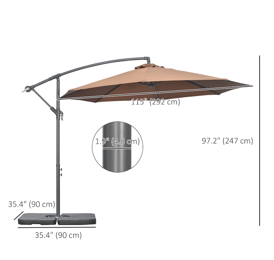 Image 988338_ALTMORE2.jpg, Product 988-338 / Price $219.99, Outsunny 9.6ft Garden Parasol Sun Shade Banana Umbrella Cantilever Coffee from Outsunny on TSC.ca's Home & Garden department
