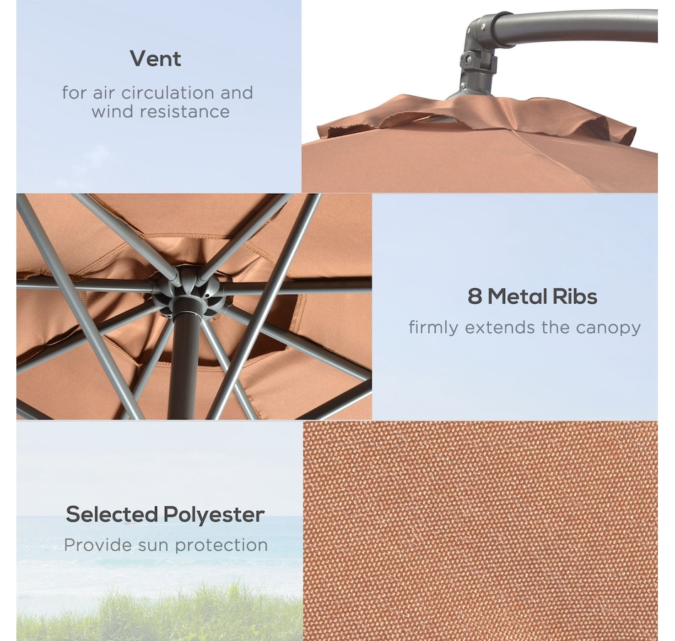 Image 988338_ALTMORE5.jpg, Product 988-338 / Price $219.99, Outsunny 9.6ft Garden Parasol Sun Shade Banana Umbrella Cantilever Coffee from Outsunny on TSC.ca's Home & Garden department