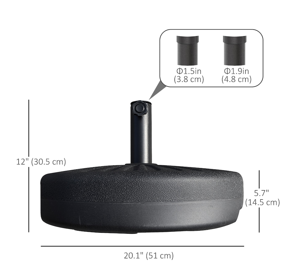 Image 988341_ALTMORE2.jpg, Product 988-341 / Price $49.99, Outsunny 48lb Heavy Duty Patio Umbrella Base with Steel Pole for Deck Black from Outsunny on TSC.ca's Home & Garden department