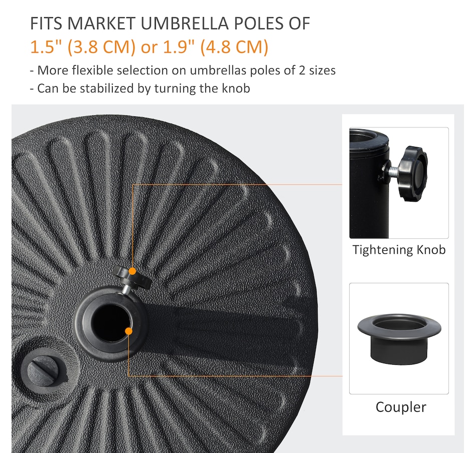 Image 988341_ALTMORE3.jpg, Product 988-341 / Price $49.99, Outsunny 48lb Heavy Duty Patio Umbrella Base with Steel Pole for Deck Black from Outsunny on TSC.ca's Home & Garden department