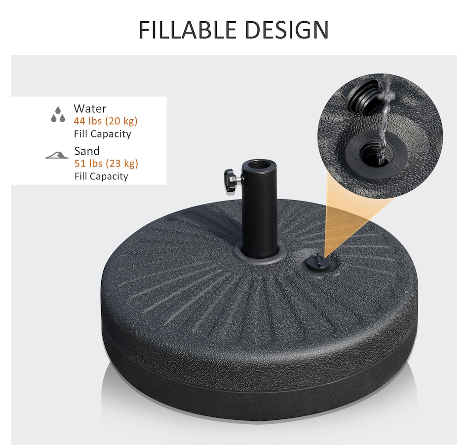 Image 988341_ALTMORE4.jpg, Product 988-341 / Price $49.99, Outsunny 48lb Heavy Duty Patio Umbrella Base with Steel Pole for Deck Black from Outsunny on TSC.ca's Home & Garden department
