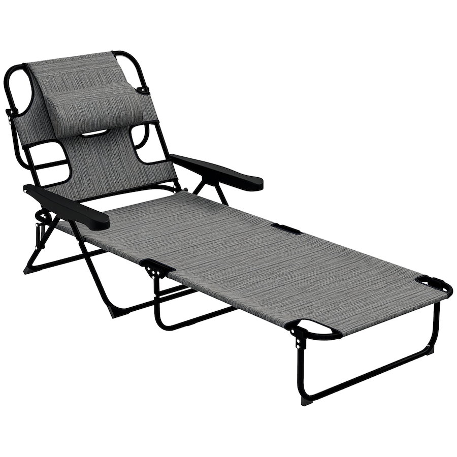 Image 988350.png, Product 988-350 / Price $104.99, Outsunny Folding Lounge Chair w/ Reclining Back, Tanning Chair, Mixed Grey from Outsunny on TSC.ca's Home & Garden department