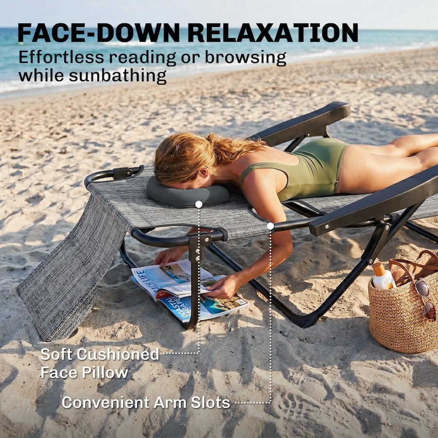 Image 988350_ALTMORE10.jpg, Product 988-350 / Price $104.99, Outsunny Folding Lounge Chair w/ Reclining Back, Tanning Chair, Mixed Grey from Outsunny on TSC.ca's Home & Garden department
