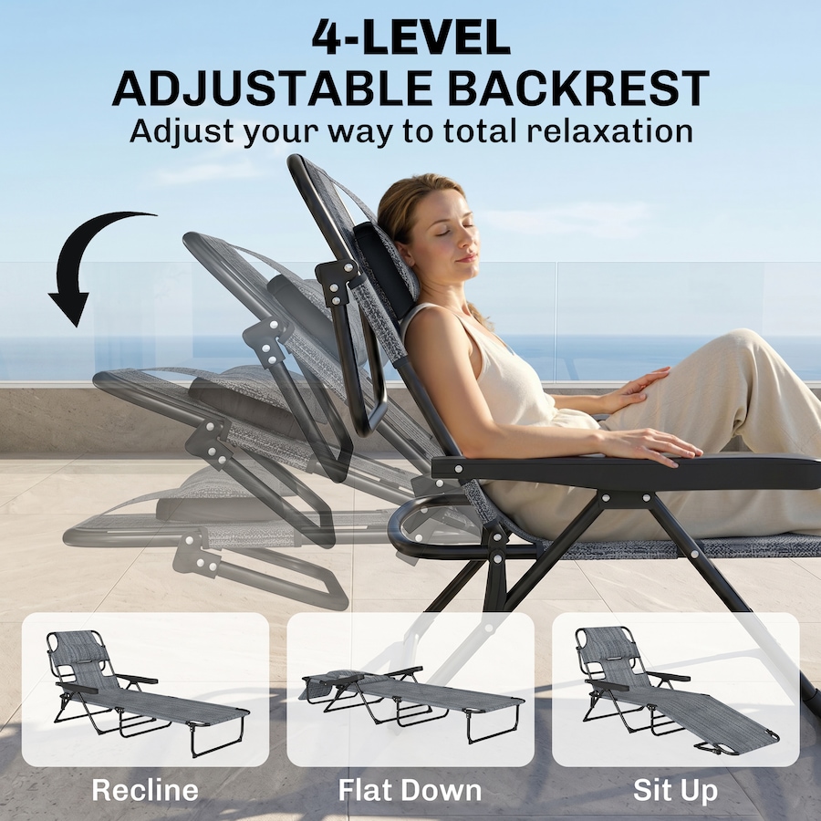 Image 988350_ALTMORE11.jpg, Product 988-350 / Price $104.99, Outsunny Folding Lounge Chair w/ Reclining Back, Tanning Chair, Mixed Grey from Outsunny on TSC.ca's Home & Garden department