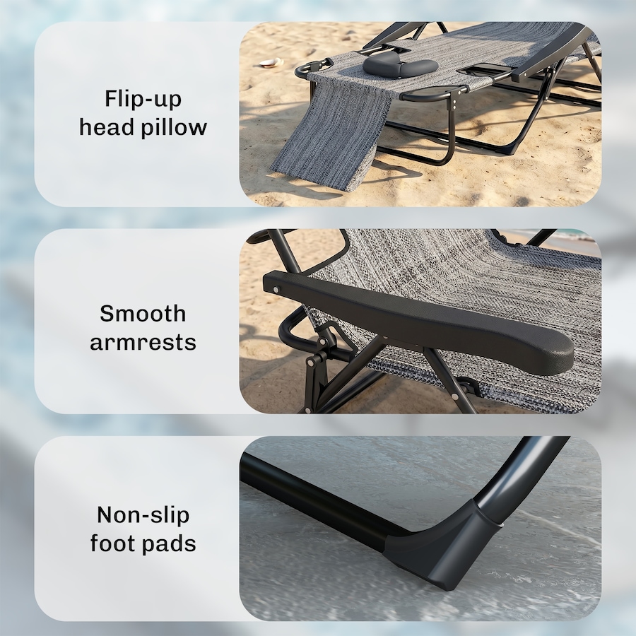 Image 988350_ALTMORE14.jpg, Product 988-350 / Price $104.99, Outsunny Folding Lounge Chair w/ Reclining Back, Tanning Chair, Mixed Grey from Outsunny on TSC.ca's Home & Garden department