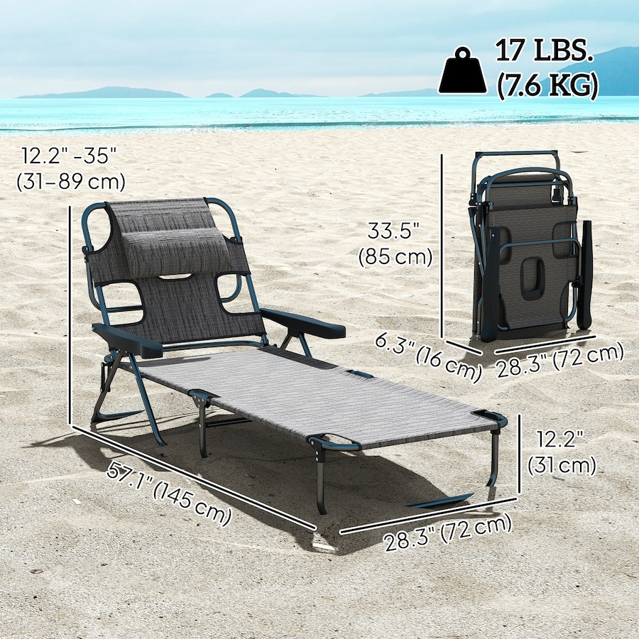 Image 988350_ALTMORE2.jpg, Product 988-350 / Price $104.99, Outsunny Folding Lounge Chair w/ Reclining Back, Tanning Chair, Mixed Grey from Outsunny on TSC.ca's Home & Garden department