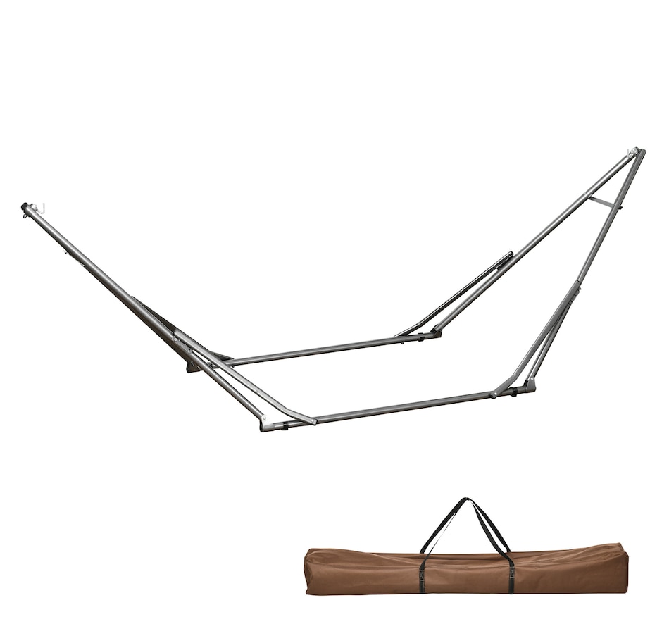 Image 988352.jpg, Product 988-352 / Price $109.99, Outsunny 2-in-1 Steel Hammock Stand, Foldable Hammock Net Stand, Black from Outsunny on TSC.ca's Home & Garden department