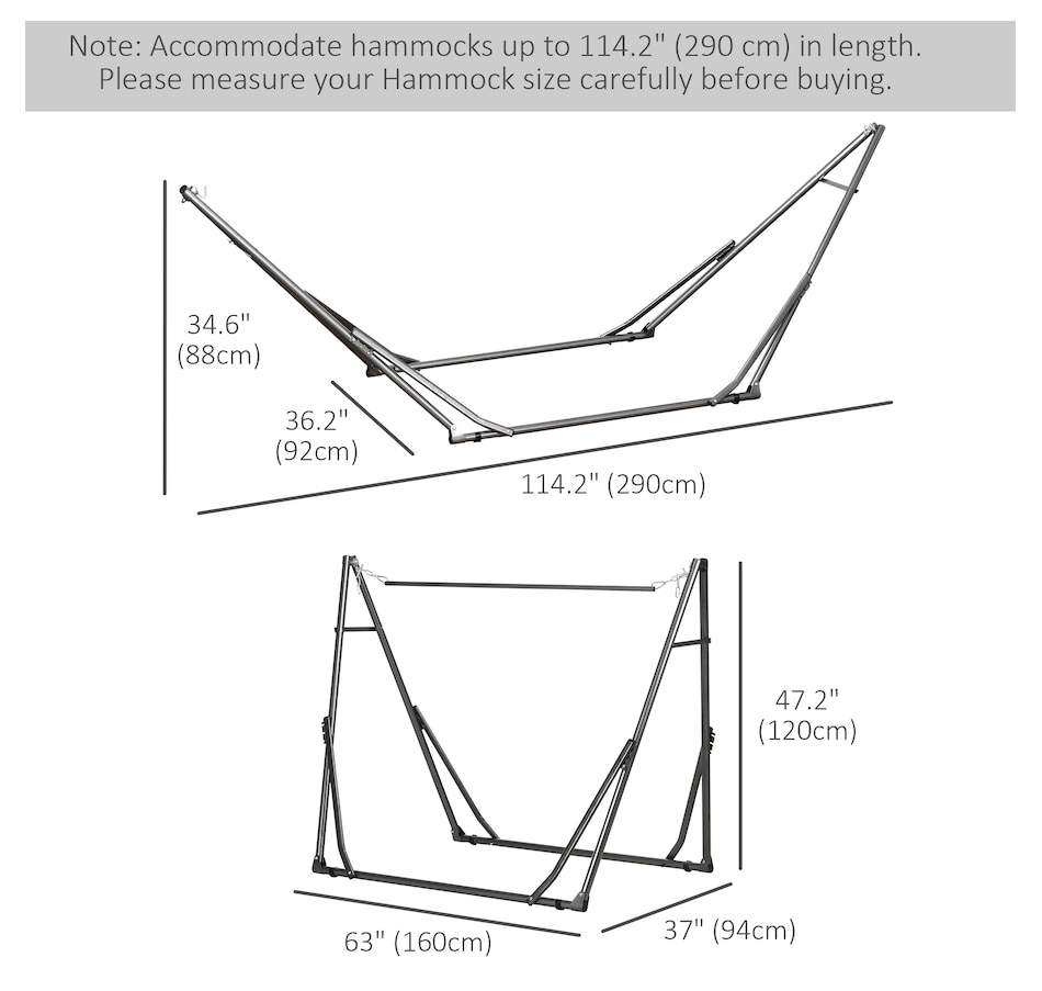 Image 988352_ALTMORE2.jpg, Product 988-352 / Price $109.99, Outsunny 2-in-1 Steel Hammock Stand, Foldable Hammock Net Stand, Black from Outsunny on TSC.ca's Home & Garden department