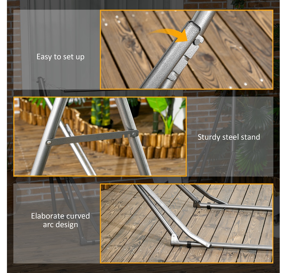 Image 988352_ALTMORE5.jpg, Product 988-352 / Price $109.99, Outsunny 2-in-1 Steel Hammock Stand, Foldable Hammock Net Stand, Black from Outsunny on TSC.ca's Home & Garden department