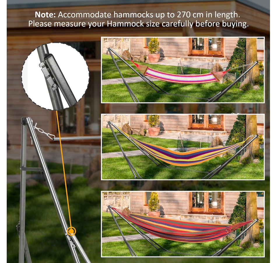 Image 988352_ALTMORE6.jpg, Product 988-352 / Price $109.99, Outsunny 2-in-1 Steel Hammock Stand, Foldable Hammock Net Stand, Black from Outsunny on TSC.ca's Home & Garden department