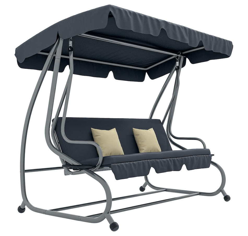 Image 988353.png, Product 988-353 / Price $329.99, 3 Seater Covered Swing Chair Garden Hammock w/ Canopy and 2 Pillows from Outsunny on TSC.ca's Home & Garden department