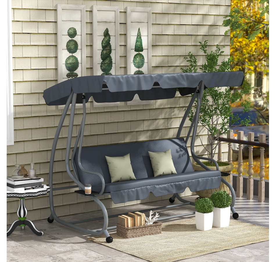 Image 988353_ALTMORE1.jpg, Product 988-353 / Price $329.99, 3 Seater Covered Swing Chair Garden Hammock w/ Canopy and 2 Pillows from Outsunny on TSC.ca's Home & Garden department