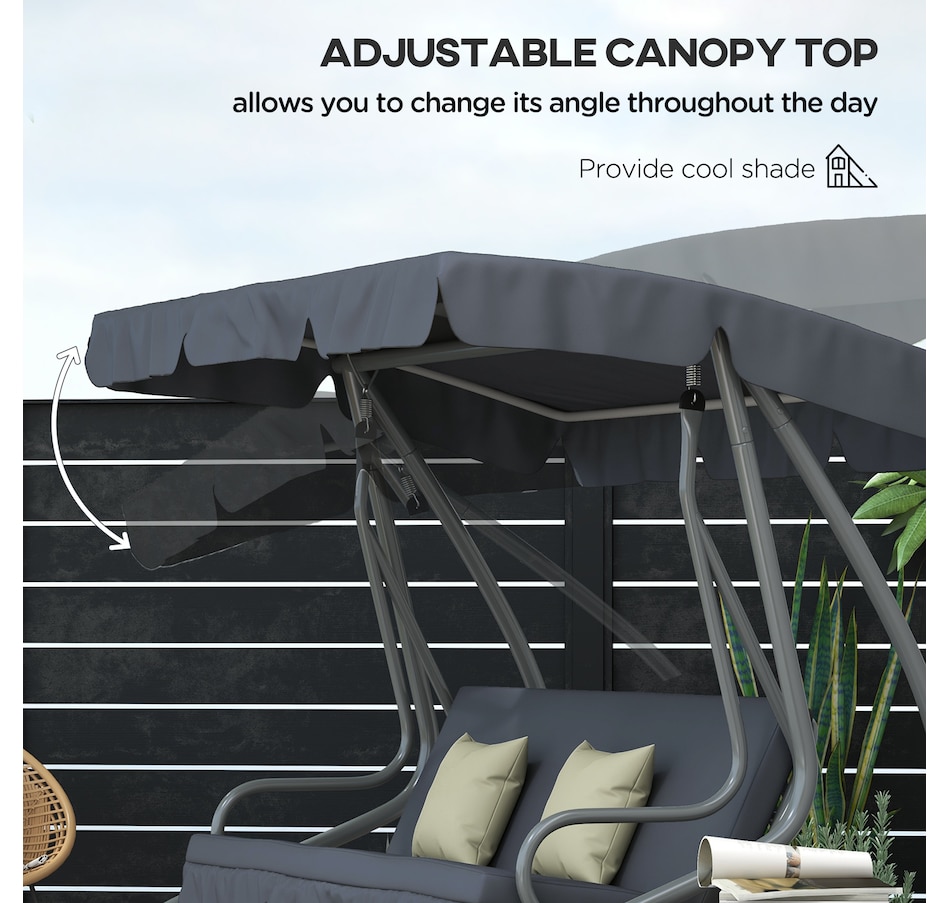 Image 988353_ALTMORE4.jpg, Product 988-353 / Price $329.99, 3 Seater Covered Swing Chair Garden Hammock w/ Canopy and 2 Pillows from Outsunny on TSC.ca's Home & Garden department