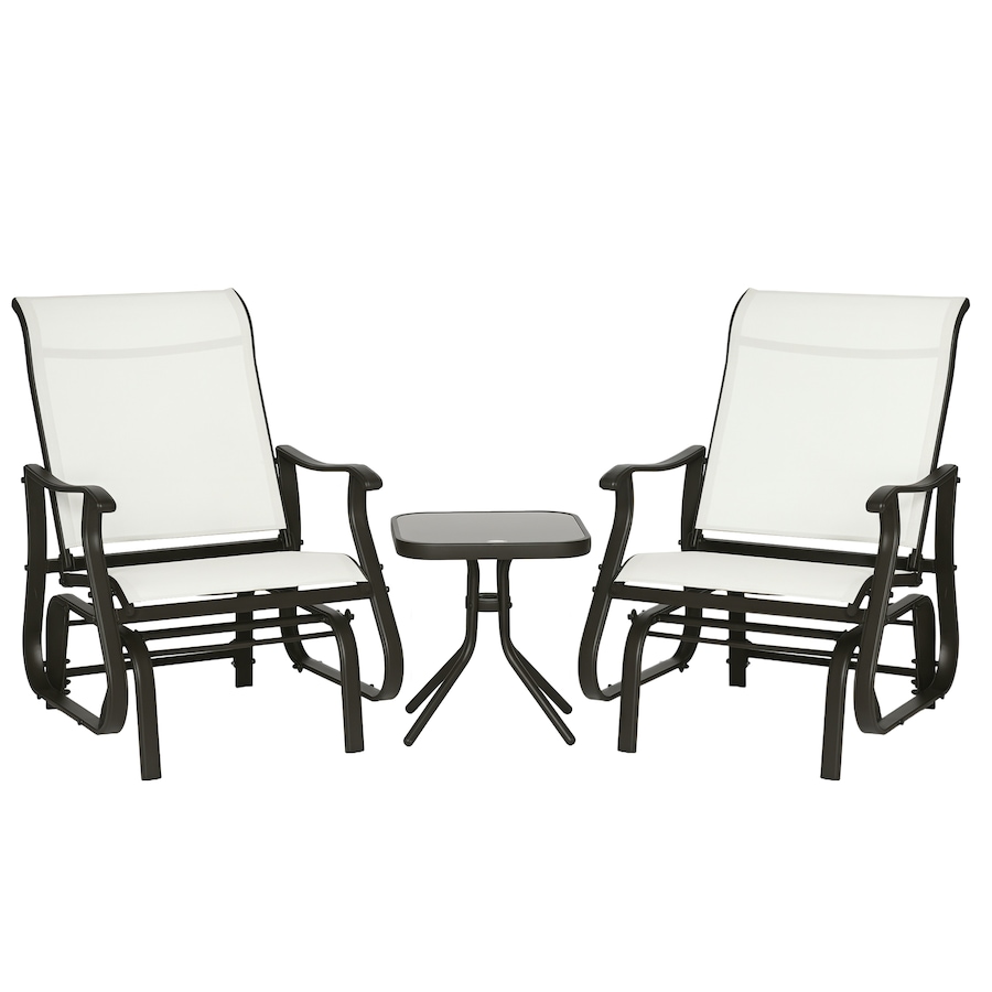 Image 988358.jpg, Product 988-358 / Price $219.99, Outsunny 3PCs Glider Rocking Chairs with Table for Patio Garden Cream White from Outsunny on TSC.ca's Home & Garden department