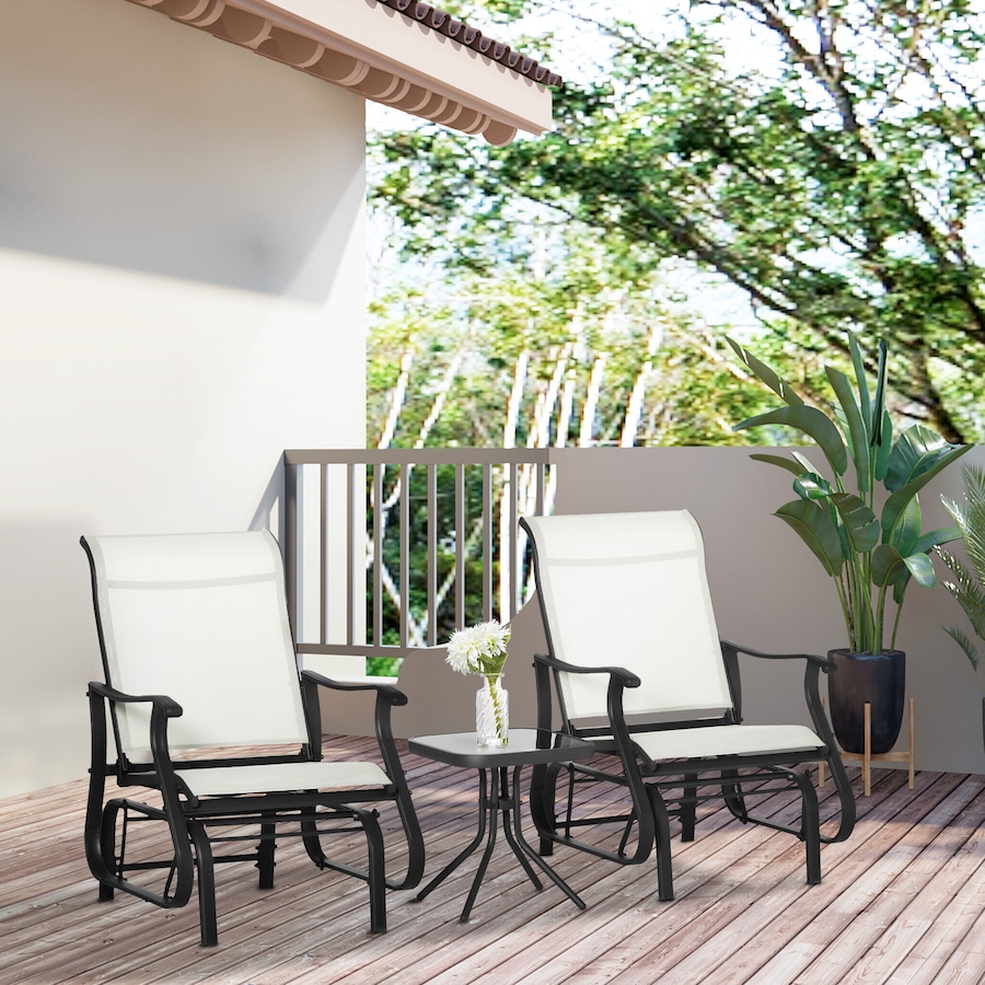 Image 988358_ALTMORE1.jpg, Product 988-358 / Price $219.99, Outsunny 3PCs Glider Rocking Chairs with Table for Patio Garden Cream White from Outsunny on TSC.ca's Home & Garden department