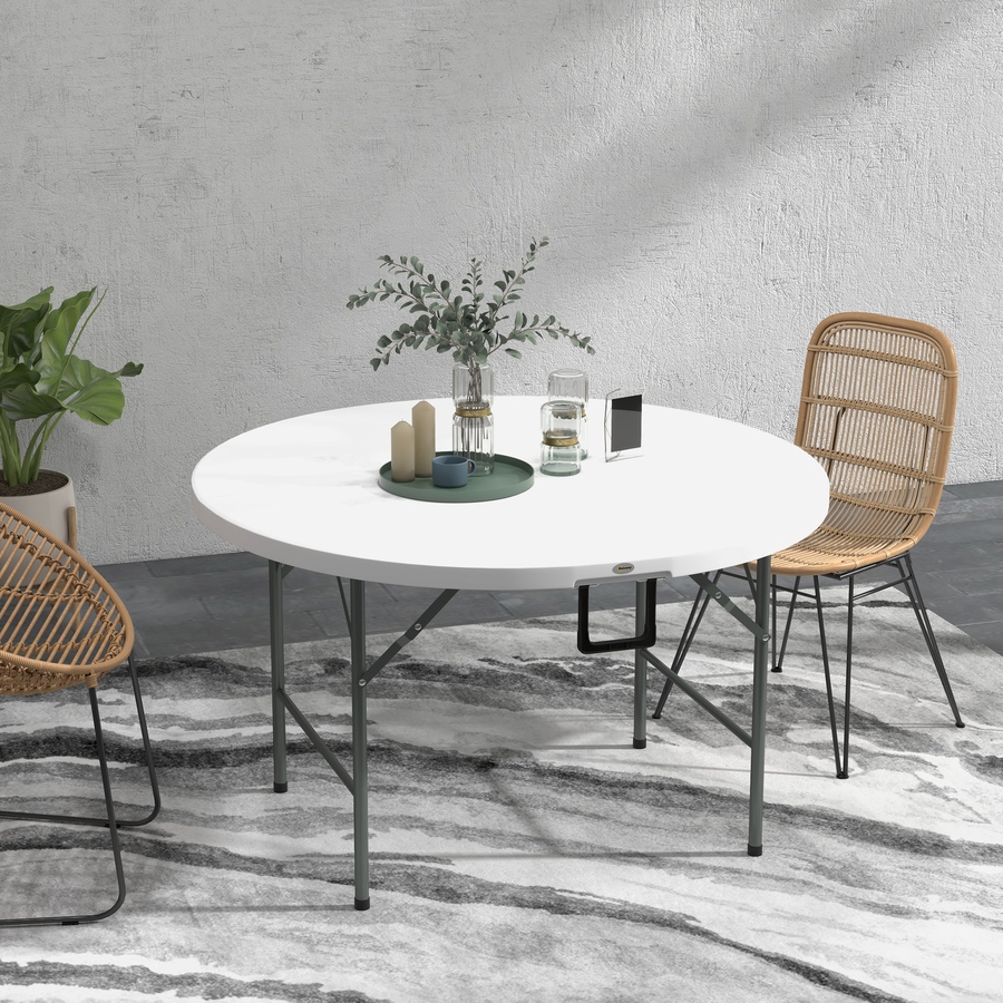 Image 988364_ALTMORE1.jpg, Product 988-364 / Price $153.99, Outsunny Folding Patio Table Outdoor HDPE Round Picnic Table for 6, White from Outsunny on TSC.ca's Home & Garden department