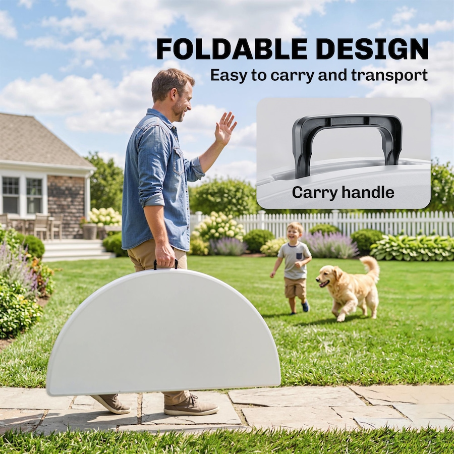 Image 988364_ALTMORE10.jpg, Product 988-364 / Price $153.99, Outsunny Folding Patio Table Outdoor HDPE Round Picnic Table for 6, White from Outsunny on TSC.ca's Home & Garden department