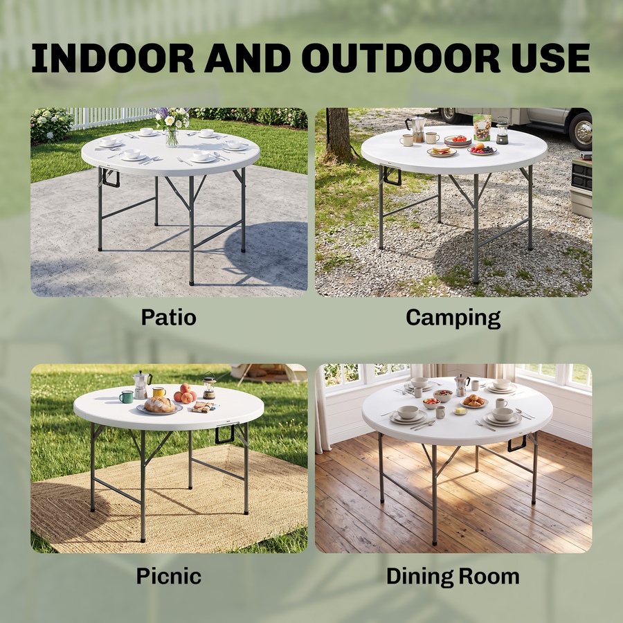 Image 988364_ALTMORE13.jpg, Product 988-364 / Price $153.99, Outsunny Folding Patio Table Outdoor HDPE Round Picnic Table for 6, White from Outsunny on TSC.ca's Home & Garden department