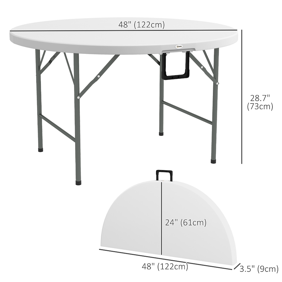 Image 988364_ALTMORE2.jpg, Product 988-364 / Price $153.99, Outsunny Folding Patio Table Outdoor HDPE Round Picnic Table for 6, White from Outsunny on TSC.ca's Home & Garden department
