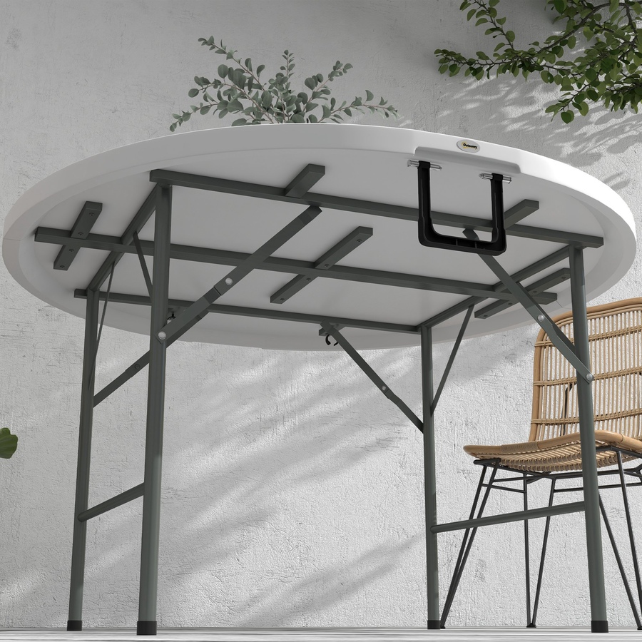 Image 988364_ALTMORE7.jpg, Product 988-364 / Price $153.99, Outsunny Folding Patio Table Outdoor HDPE Round Picnic Table for 6, White from Outsunny on TSC.ca's Home & Garden department