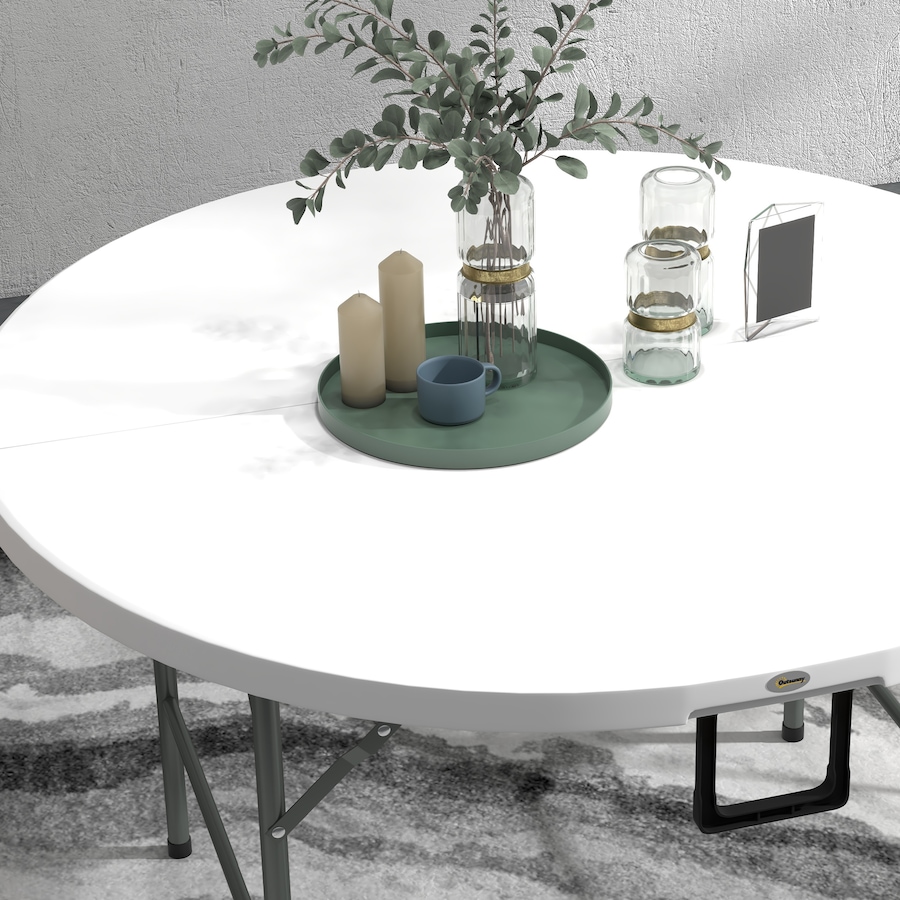 Image 988364_ALTMORE8.jpg, Product 988-364 / Price $153.99, Outsunny Folding Patio Table Outdoor HDPE Round Picnic Table for 6, White from Outsunny on TSC.ca's Home & Garden department