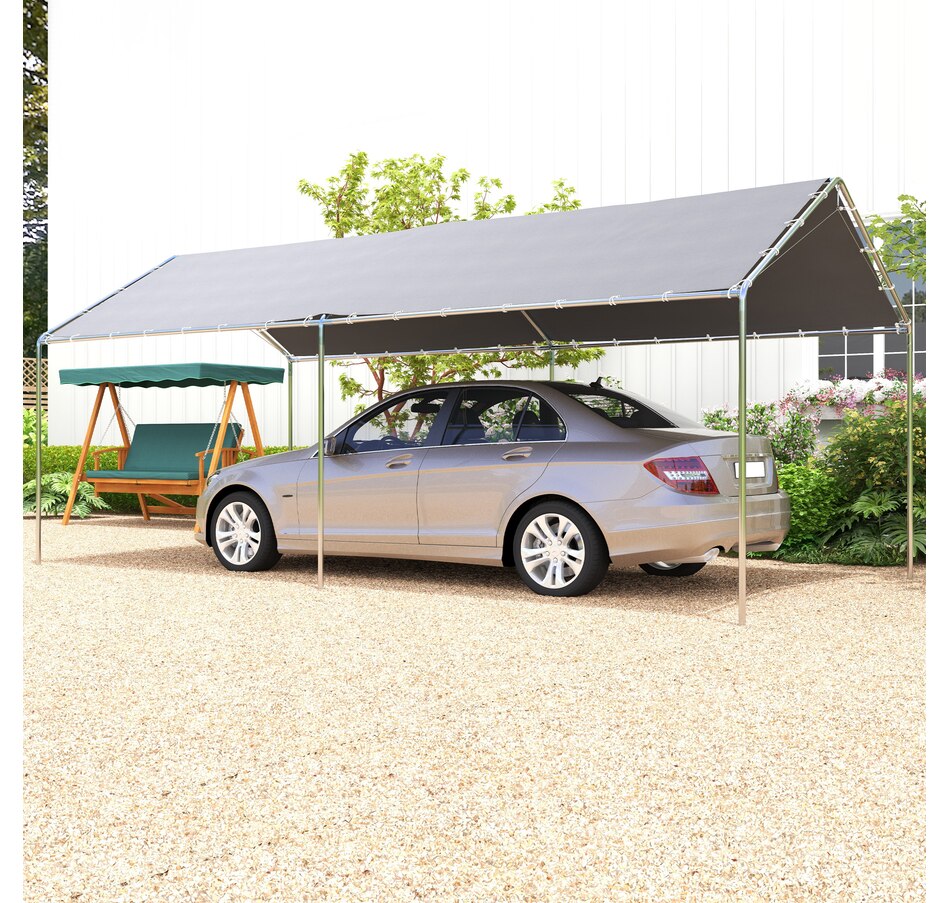 Image 988374_ALTMORE1.jpg, Product 988-374 / Price $229.99, Outsunny 10'x20' Carport Heavy Duty Galvanized Car Canopy, Grey from Outsunny on TSC.ca's Home & Garden department