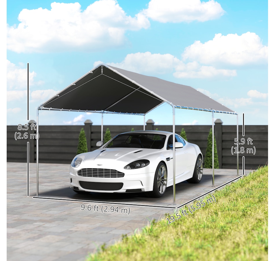 Image 988374_ALTMORE2.jpg, Product 988-374 / Price $229.99, Outsunny 10'x20' Carport Heavy Duty Galvanized Car Canopy, Grey from Outsunny on TSC.ca's Home & Garden department