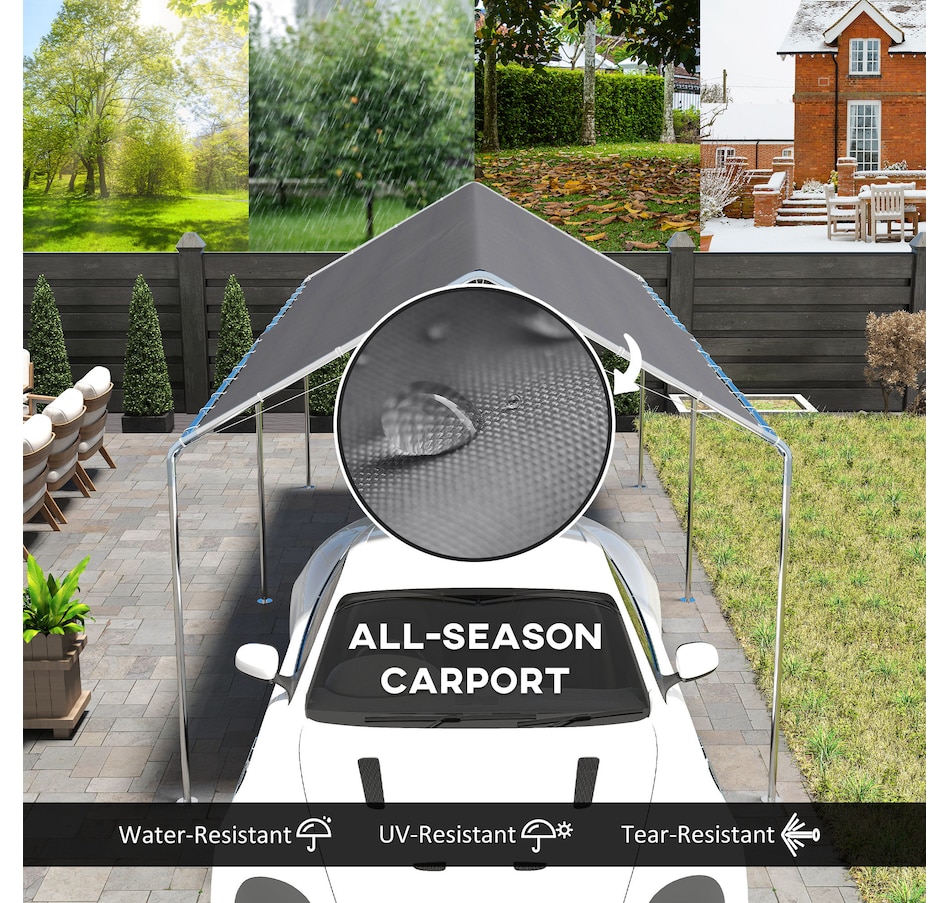 Image 988374_ALTMORE3.jpg, Product 988-374 / Price $229.99, Outsunny 10'x20' Carport Heavy Duty Galvanized Car Canopy, Grey from Outsunny on TSC.ca's Home & Garden department