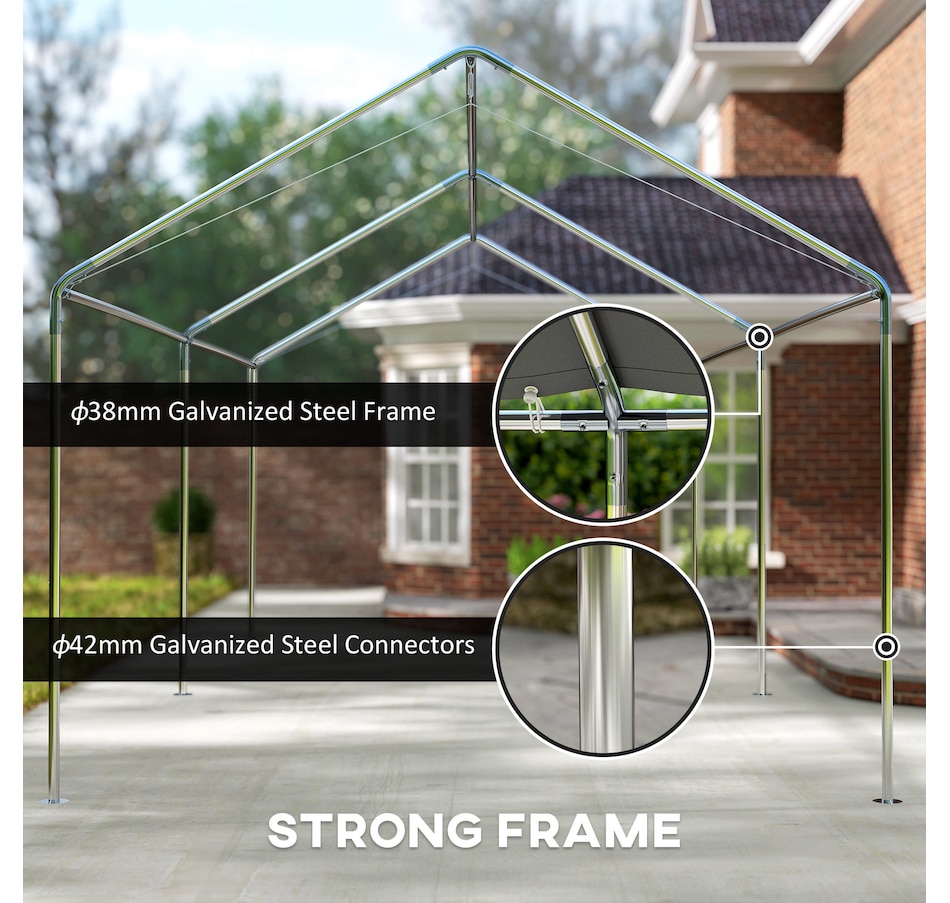 Image 988374_ALTMORE4.jpg, Product 988-374 / Price $229.99, Outsunny 10'x20' Carport Heavy Duty Galvanized Car Canopy, Grey from Outsunny on TSC.ca's Home & Garden department