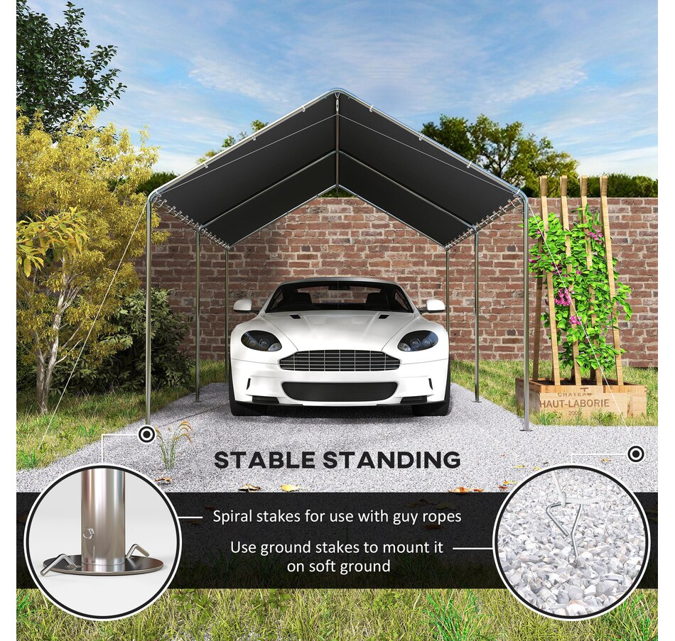 Image 988374_ALTMORE5.jpg, Product 988-374 / Price $229.99, Outsunny 10'x20' Carport Heavy Duty Galvanized Car Canopy, Grey from Outsunny on TSC.ca's Home & Garden department