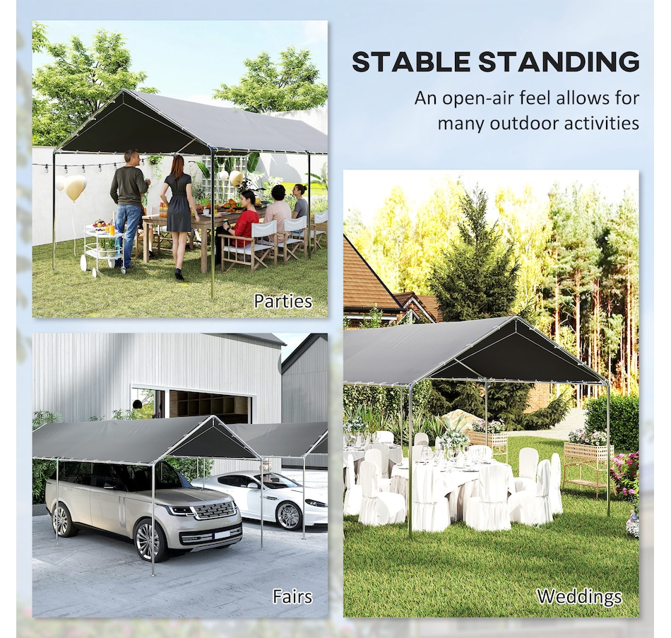 Image 988374_ALTMORE6.jpg, Product 988-374 / Price $229.99, Outsunny 10'x20' Carport Heavy Duty Galvanized Car Canopy, Grey from Outsunny on TSC.ca's Home & Garden department